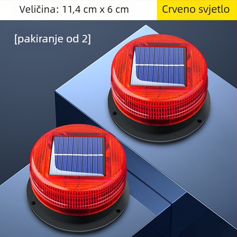 Solarna upozoravajuća svjetiljka za auto s magnetskim montiranjem na krovu – Model A-01, 5W, 5V, 12V, pogodno za automobile, kamione, motocikle, električna vozila