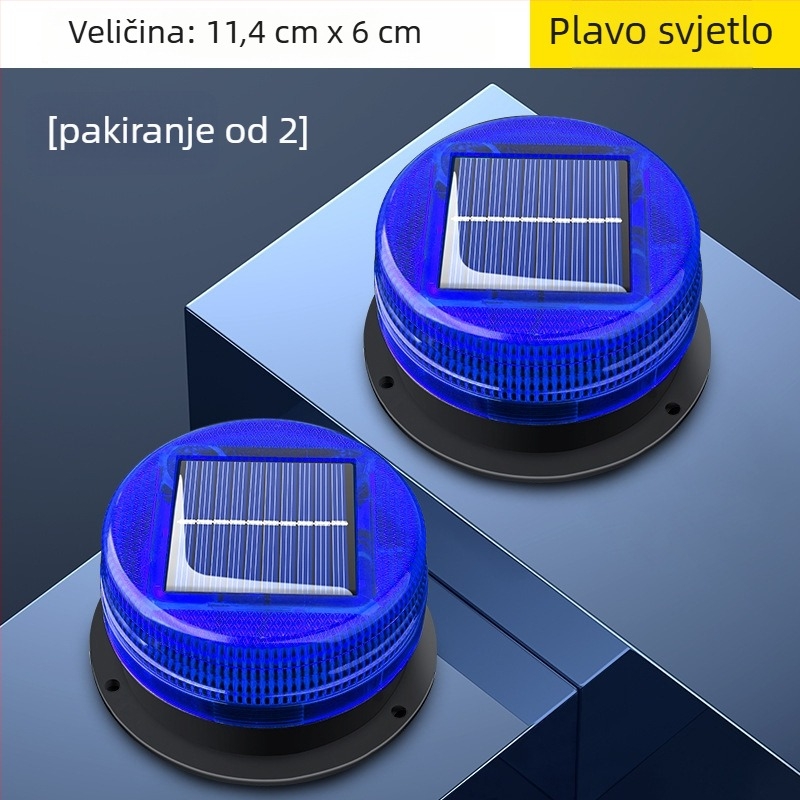 Solarna upozoravajuća svjetiljka za auto s magnetskim montiranjem na krovu – Model A-01, 5W, 5V, 12V, pogodno za automobile, kamione, motocikle, električna vozila