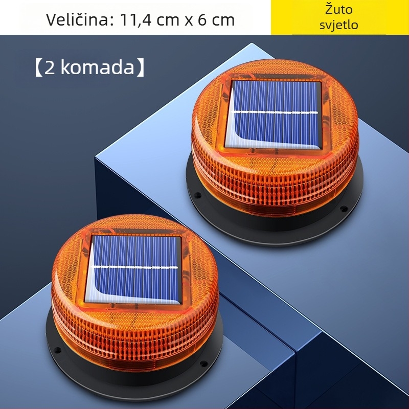 Solarna upozoravajuća svjetiljka za auto s magnetskim montiranjem na krovu – Model A-01, 5W, 5V, 12V, pogodno za automobile, kamione, motocikle, električna vozila