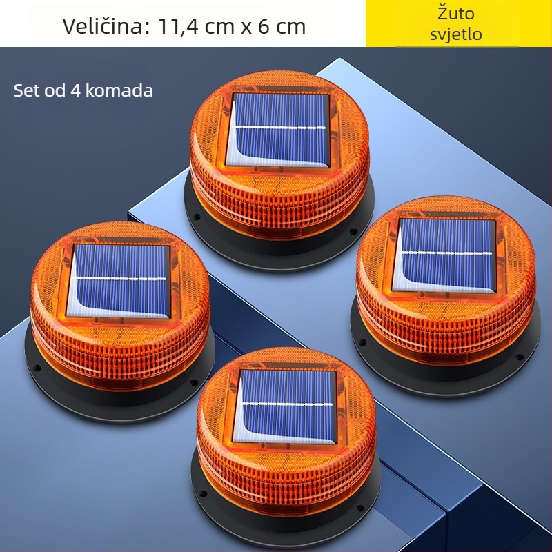 Solarna upozoravajuća svjetiljka za auto s magnetskim montiranjem na krovu – Model A-01, 5W, 5V, 12V, pogodno za automobile, kamione, motocikle, električna vozila