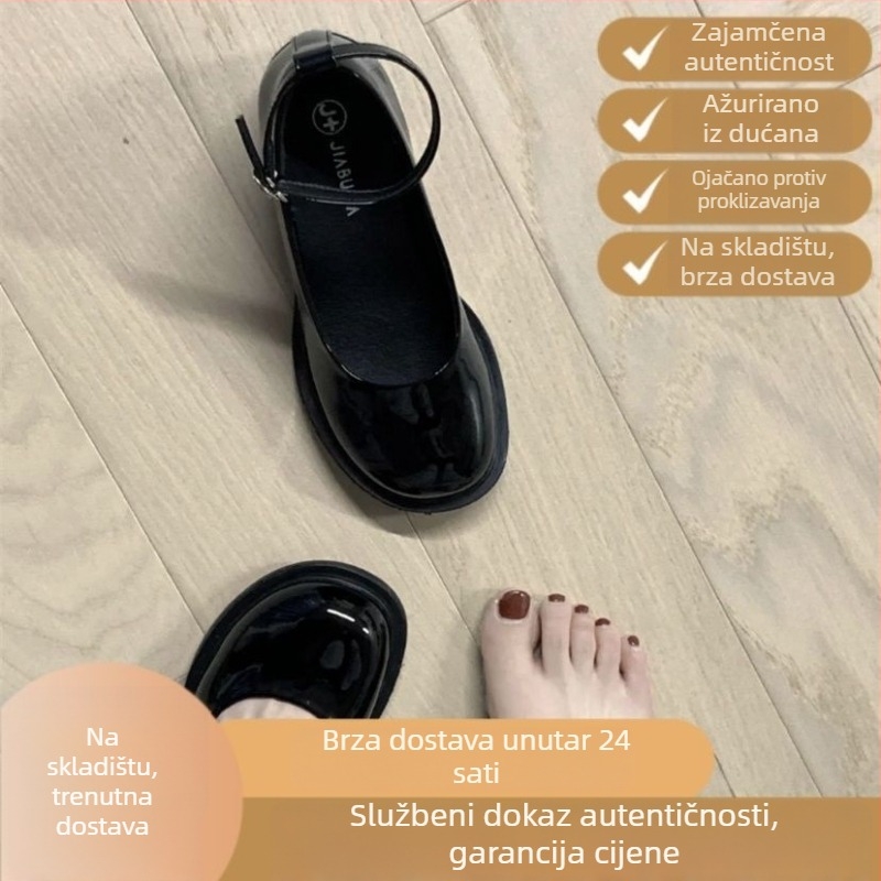 Mary Jane cipele za žene s niskim mačkastim potpeticama, gornji PU materijal, PU podstava, gumena potplat, zatvarač s jednim dijelom, za odrasle žene