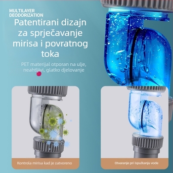 ABS set odvoda za umivaonik, S-oblik, preklopni poklopac, moderan minimalistički stil, mogućnost prilagodbe