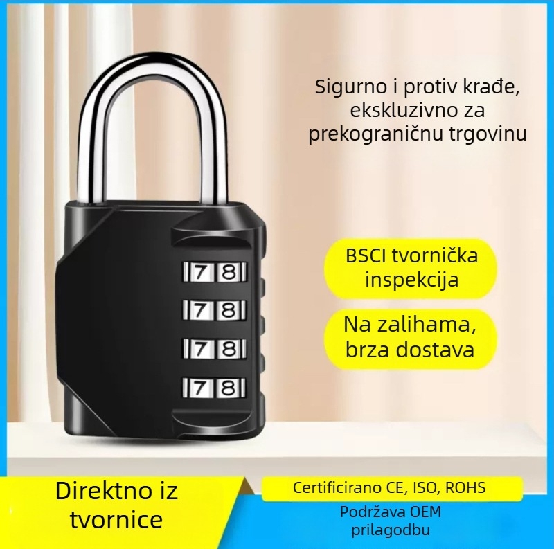 Mehanički brava s 4 znamenke, tijelo od cinkovog legura, model Ym-8023, za ormariće u teretani