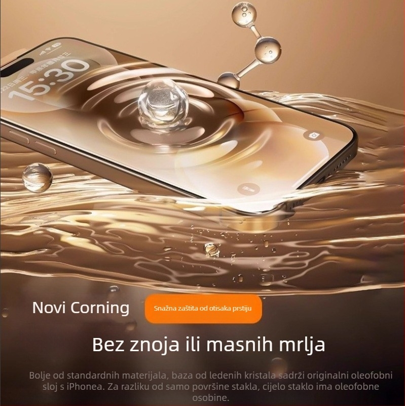 Staklena zaštita zaslona za iPhone 16 — potpuno pokrivanje, HD jasnoća, otporna na ogrebotine, otporna na otiske prstiju, filtriranje plavog svjetla