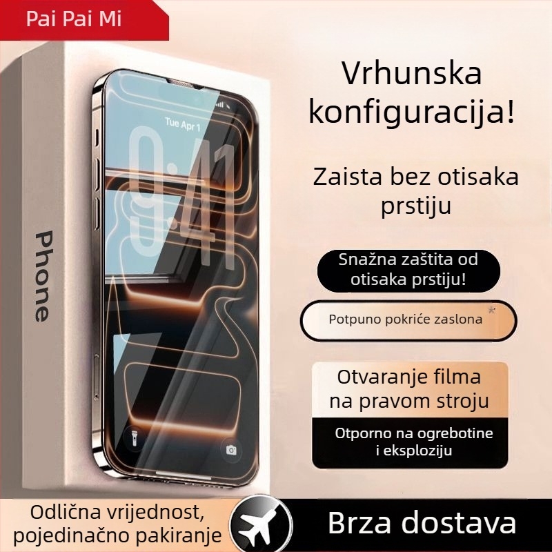 Staklena zaštita zaslona za iPhone 16 — potpuno pokrivanje, HD jasnoća, otporna na ogrebotine, otporna na otiske prstiju, filtriranje plavog svjetla