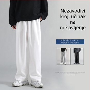 Muške sportske hlače s ležernim krojem, ravne nogavice, srednji pojas; mikroelastičnost, poliester 96–100%