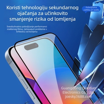 Zaštitno staklo zaslona za iPhone – Anti-Peep, Full Screen HD, 0,33 mm, Prednji film, Prah otporan