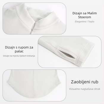 Ženski moderno plesno odijelo za balet – dugi rukavi, uski kroj, set gore-donji s visokim ovratnikom, tkanina Spandex/acetat