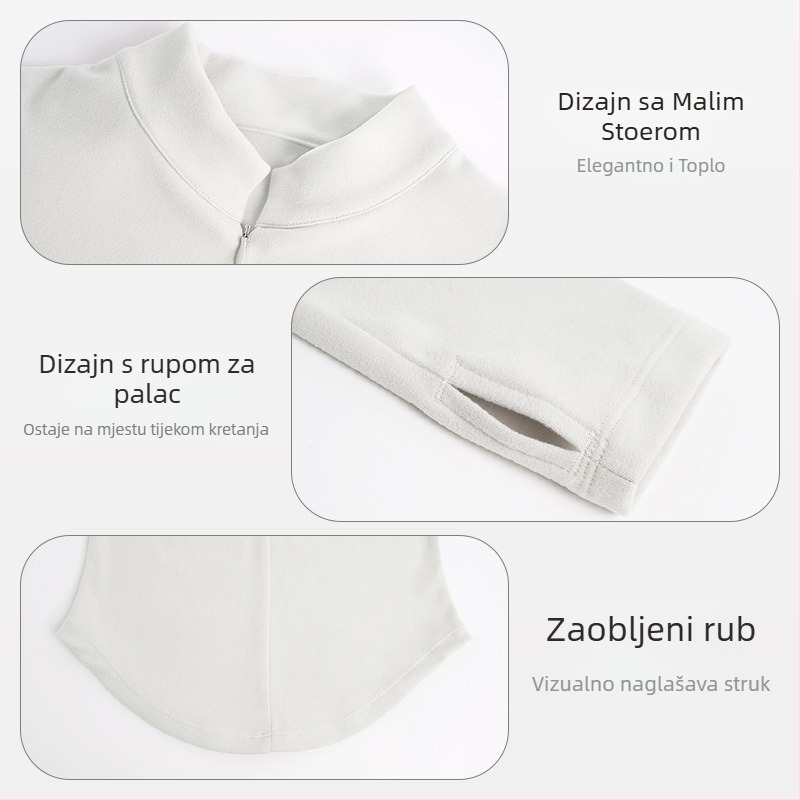 Ženski moderno plesno odijelo za balet – dugi rukavi, uski kroj, set gore-donji s visokim ovratnikom, tkanina Spandex/acetat
