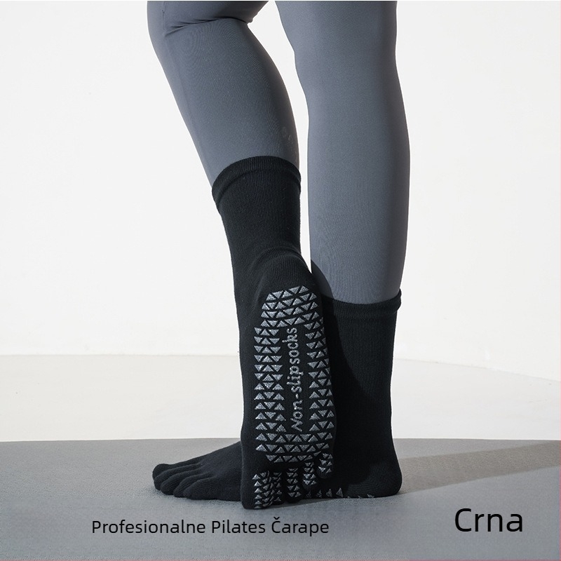 Joga čarape s pet prstiju, protuklizne, srednje duljine, za žene, 80-90% pamuk