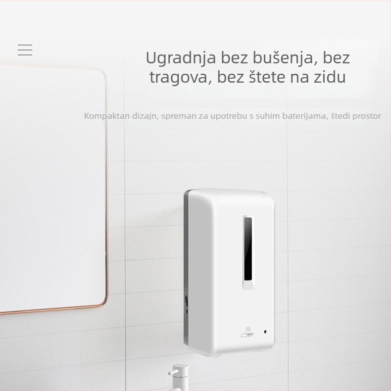 Automatski dozator za dezinfekciju ruku - zidni, komercijalna upotreba, bez dodira, ABS, ROHS, 1050 g, injekcijsko oblikovanje, funkcija senzora