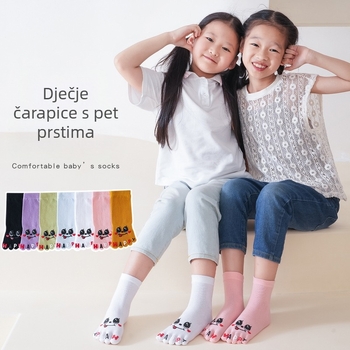 Dječje čarape s pet prstiju, pamuk, cartoon motiv, srednja duljina čarapa, antibakterijske