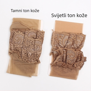 Beilei nadkoljenice s čipkastim rubom od 10 cm, silikon za protivklizanje, dugi tubus, 80–90% poliester