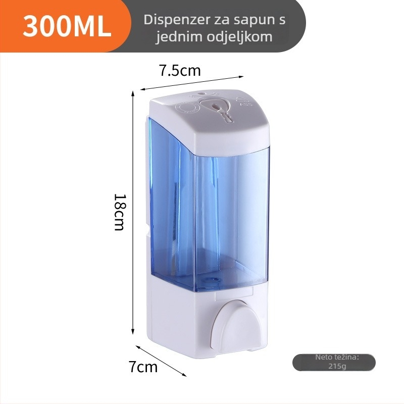 Ručni dispenzer za sapun ABS, kapacitet 300/500 ml, ručno pritiskanje, proizveden injekcijskim kalupom, moder stil