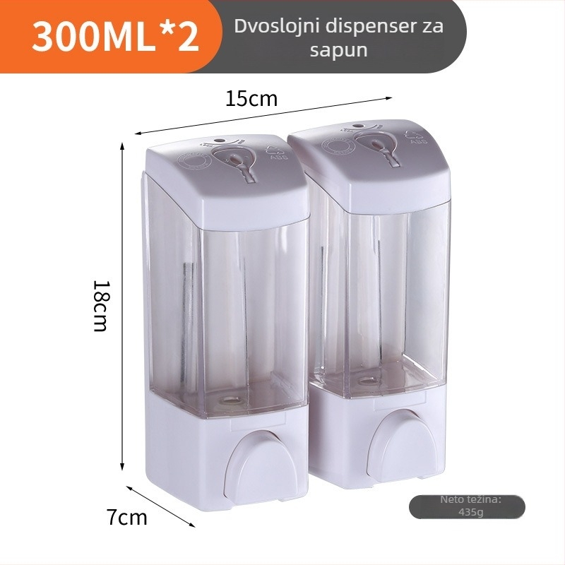 Ručni dispenzer za sapun ABS, kapacitet 300/500 ml, ručno pritiskanje, proizveden injekcijskim kalupom, moder stil
