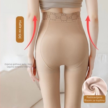 Ženske pantyhose s flisom, debeli za jesen-zimu, koži prilagođeni izgled, nude dojam, podizanje stražnjice