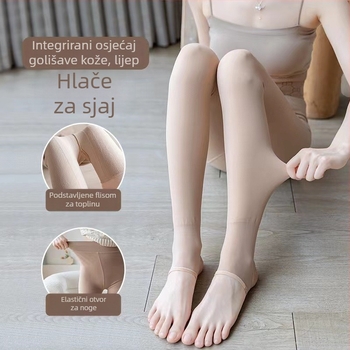 Ženske pantyhose s flisom, debeli za jesen-zimu, koži prilagođeni izgled, nude dojam, podizanje stražnjice