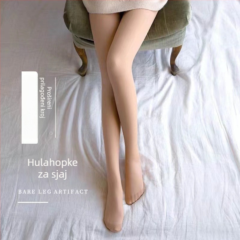 Ženske pantyhose s flisom, debeli za jesen-zimu, koži prilagođeni izgled, nude dojam, podizanje stražnjice