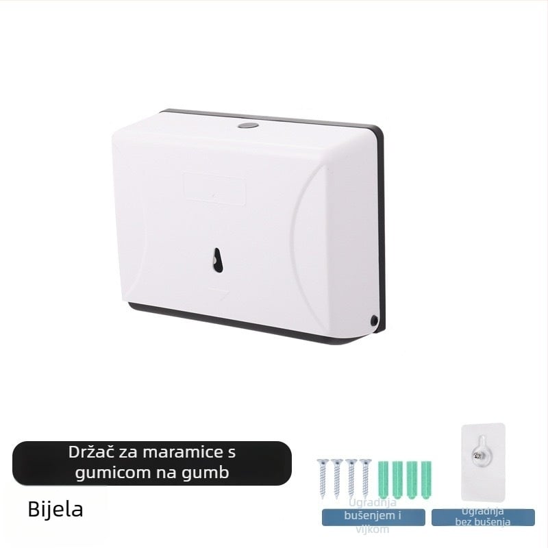 Zidni držač toaletnog papira s plastičnom kutijom za maramice, bez rupa, kompatibilan s maramicama koje se izvlače, moderan minimalistički stil, višefunkcionalan