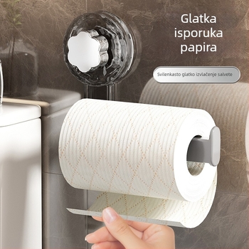 HENNES' Držač kuhinjske papirne rolne s usisnom čašom, bez bušenja, plastika, elektroplatinirani završni premaz, stil lagan luksuz