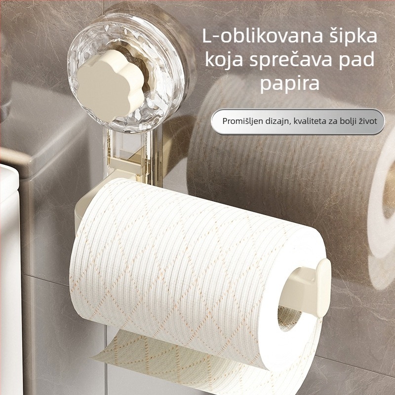 HENNES' Držač kuhinjske papirne rolne s usisnom čašom, bez bušenja, plastika, elektroplatinirani završni premaz, stil lagan luksuz