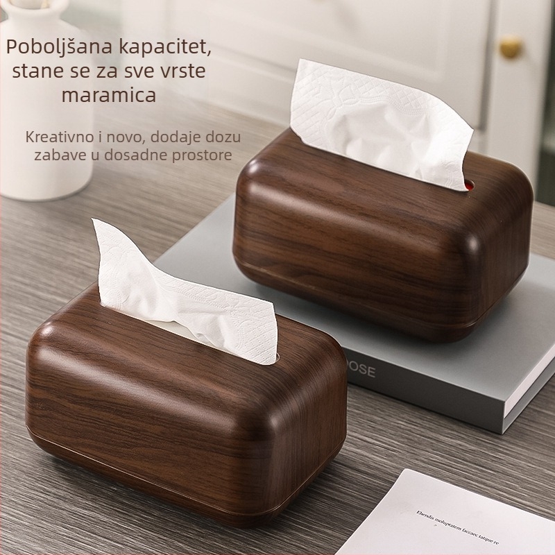 Kutija za papirnate maramice s uzorkom drveta, kineskog stila, stolna verzija (Materijal: PP • Za papirnate maramice: Odvojive • Model: Drveni uzorak • Funkcija: Višenamjenska • Ugradnja: Stolna ploha)