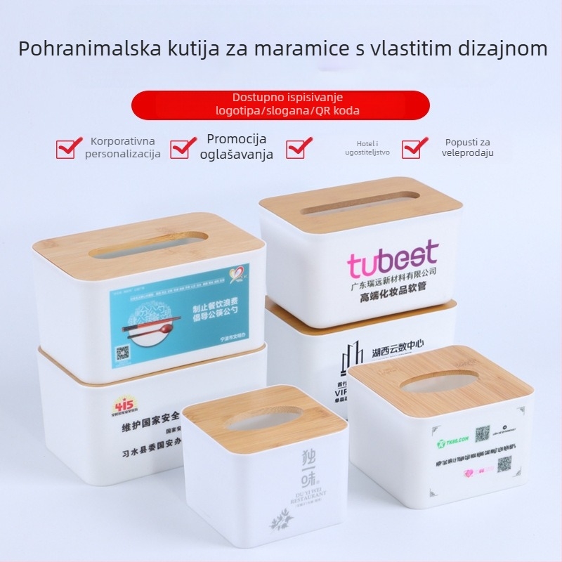 PP kutija za maramice s logom, prilagodljiva, model 999, višenamjenska, moderni stil
