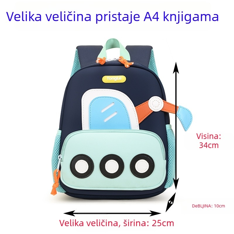 Ruksak za djecu s crtanim bagrom, lagan, unisex, Oxford tkanina, zakrivljene naramenice