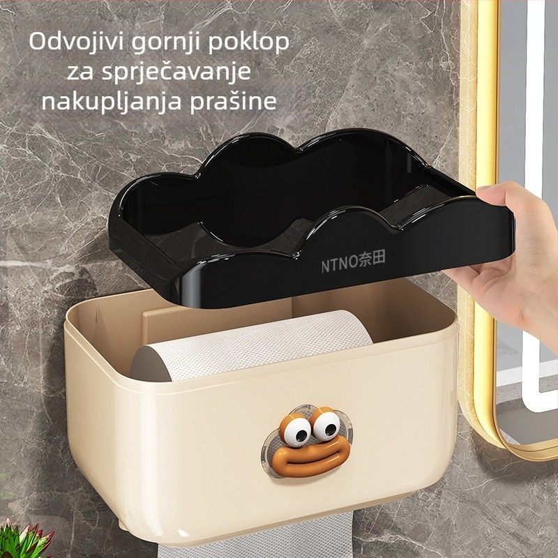 Zidni držač za toaletni papir i kutija za maramice, vodootporan plast, premaz sprejem, crtani stil