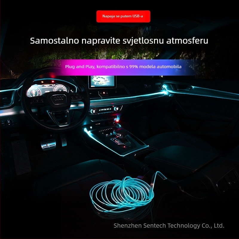 LED unutrašnje ambijentalno svjetlo za automobil s EL materijalom, hladno svjetlo, IP67, 3W, 3-12V