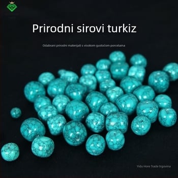 Holler ručno izrađene barl perle od tirkizne – starog tipa stil, uzorak s željeznom linijom, dodatak za narukvicu