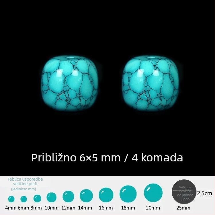 Holler ručno izrađene barl perle od tirkizne – starog tipa stil, uzorak s željeznom linijom, dodatak za narukvicu