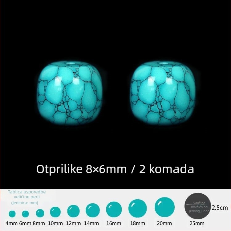 Holler ručno izrađene barl perle od tirkizne – starog tipa stil, uzorak s željeznom linijom, dodatak za narukvicu