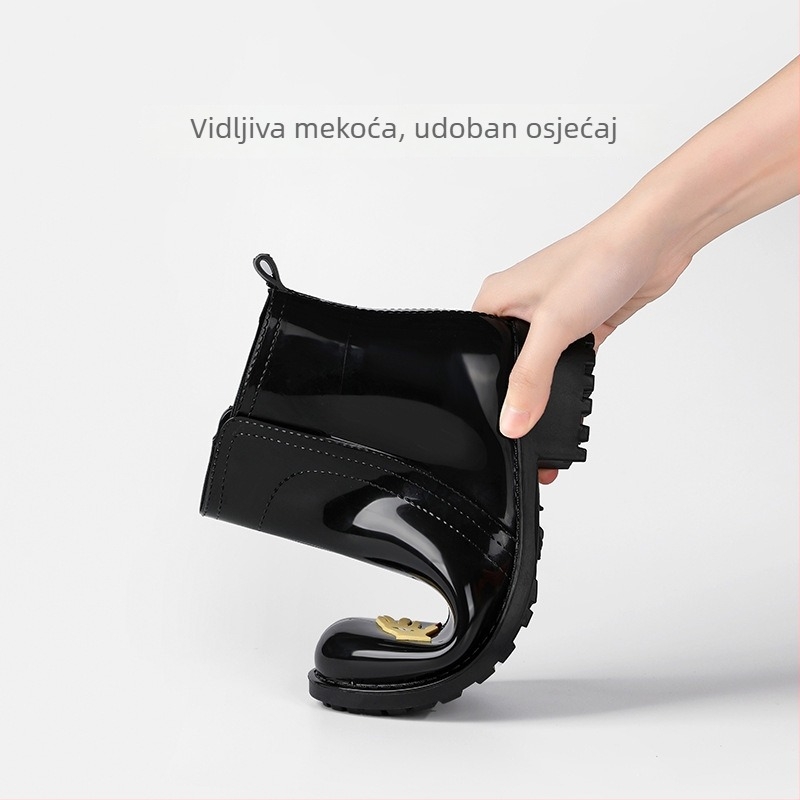 DRIPDROP ženske kišne čizme od PVC-a, karikatura uzorak, niski pet 1–3 cm, srednja visina čizme