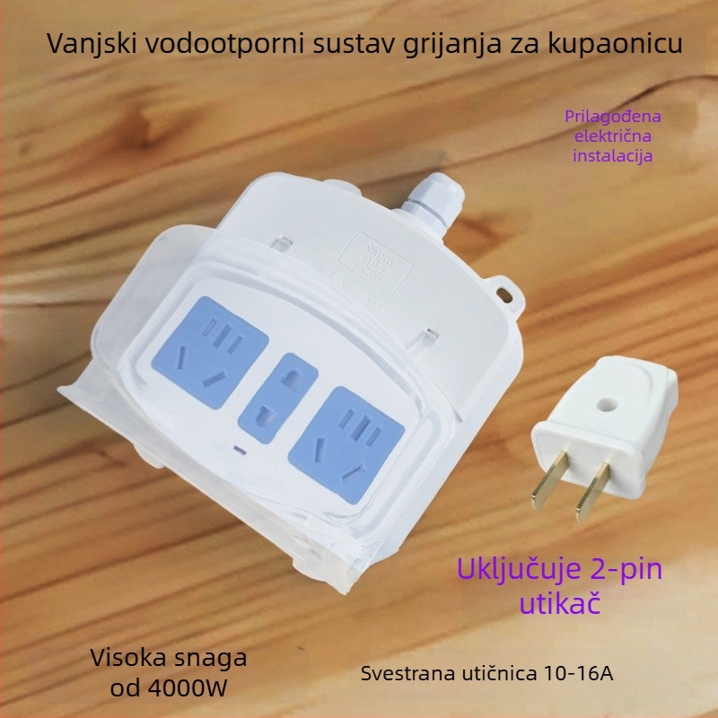 Vanjski kišni kupaonski produžni kabel s zaštitnim poklopcem i utičnicom za bojler te pametnim poklopcem WC-a (Brand: Resistant to cattle; Konverzija: Da)