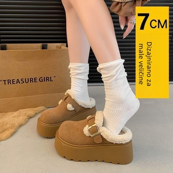 Ženske mule s debelim potplatom i zatvorenim prstom, Birkenstock stil, PU gornji dio, TPR đon, plišana podstava