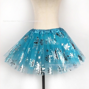 Dječja plisirana tutu suknja s tri sloja mrežastog tyl, snježna pahulja uzorak, poliester tkanina, podstava 100% poliester, za djevojčice 3–8 godina