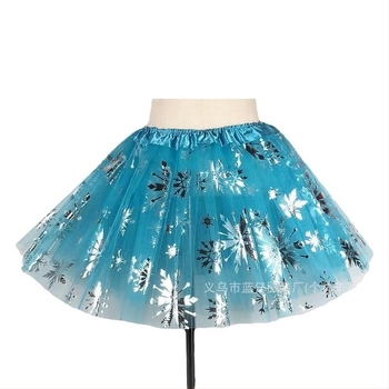 Dječja plisirana tutu suknja s tri sloja mrežastog tyl, snježna pahulja uzorak, poliester tkanina, podstava 100% poliester, za djevojčice 3–8 godina