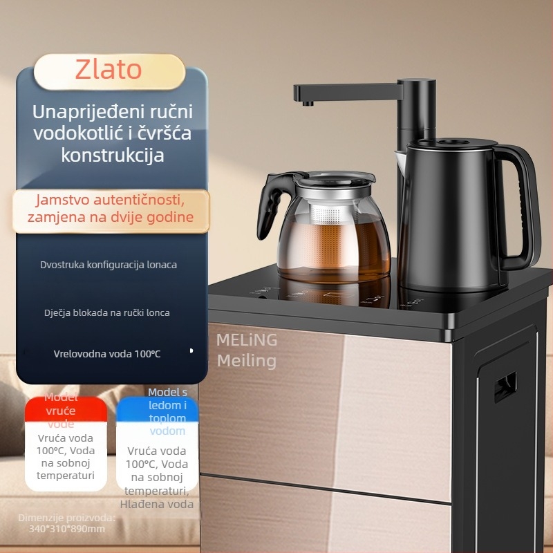 Meiling stroj za čaj bar za kućnu upotrebu — potpuno automatski dispenser za vodu s vrućom i hladnom vodom, inteligentni središnji sustav upravljanja, višenamjenski, uspravni dizajn s donjim spremnikom