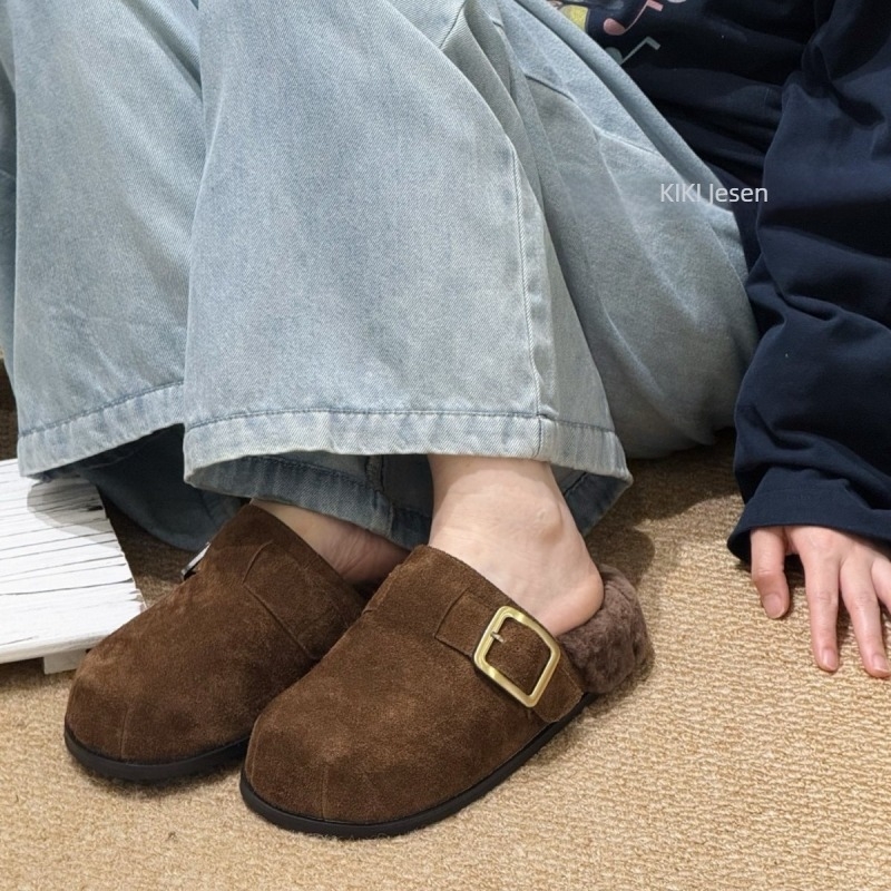 Mollykiki ženske ravne cipele od nubuka, vuneni ulošak, gumena potplata, debljina potplata 3–5 cm, jesen-zima 2025