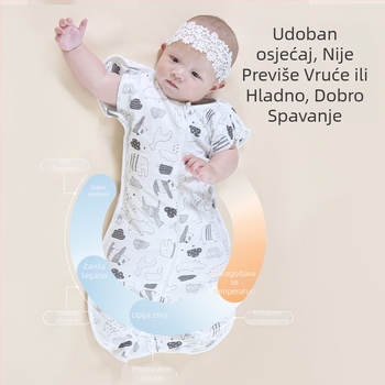 Dječja spavaća vrećica, kokos-stil; čista pamuk (95%+); za novorođenčad 0–1 godina; sve sezone; periva