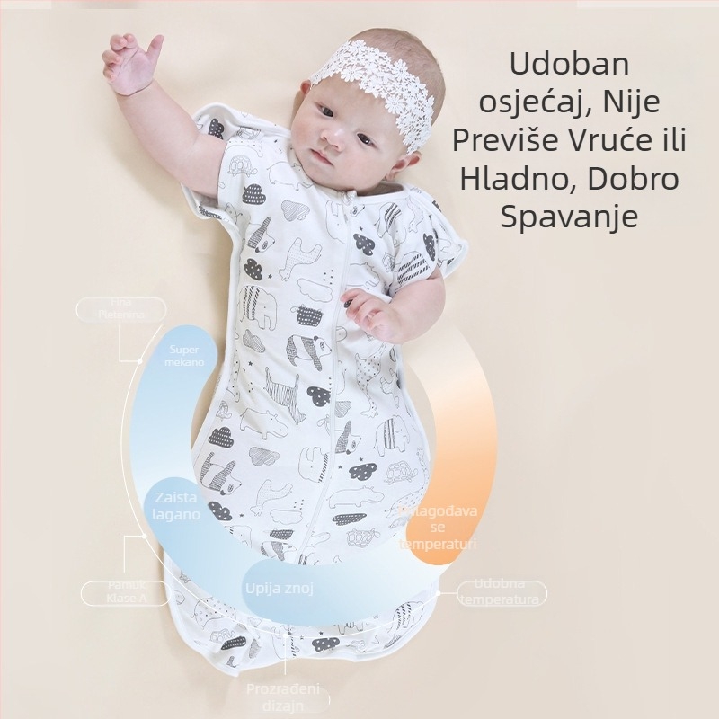 Dječja spavaća vrećica, kokos-stil; čista pamuk (95%+); za novorođenčad 0–1 godina; sve sezone; periva