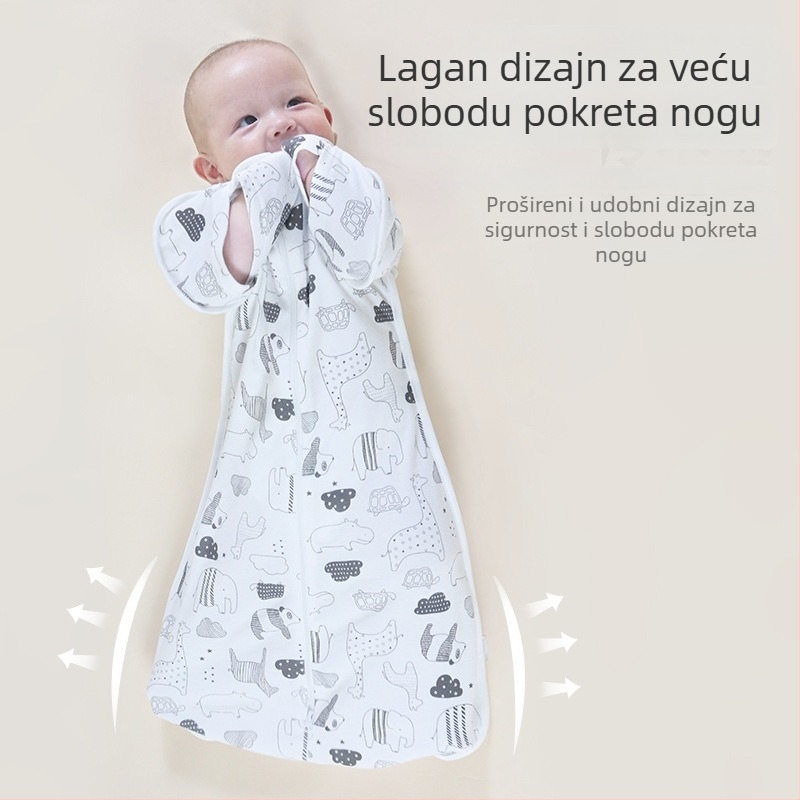 Dječja spavaća vrećica, kokos-stil; čista pamuk (95%+); za novorođenčad 0–1 godina; sve sezone; periva