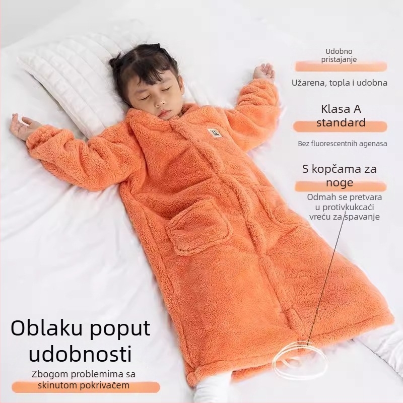 Dječji sanjivi vreća za jesen-zimu s podijeljenim nogama, debela i topla noćna odjeća