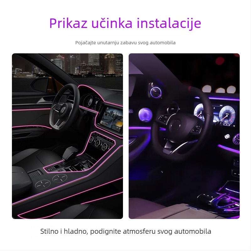 Unutarnja LED ambijentalna traka za automobil, silikonsko kućište, 12V DC, 3W, 6500K hladno bijela, IP65