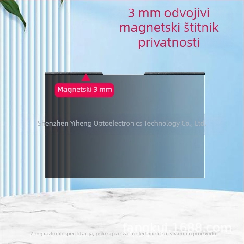Magnetski odvojivi film za privatnost zaslona prijenosnog računala, bez ljepila; veličine 13,3/14/15,6/16 inča; anti-odsjajni