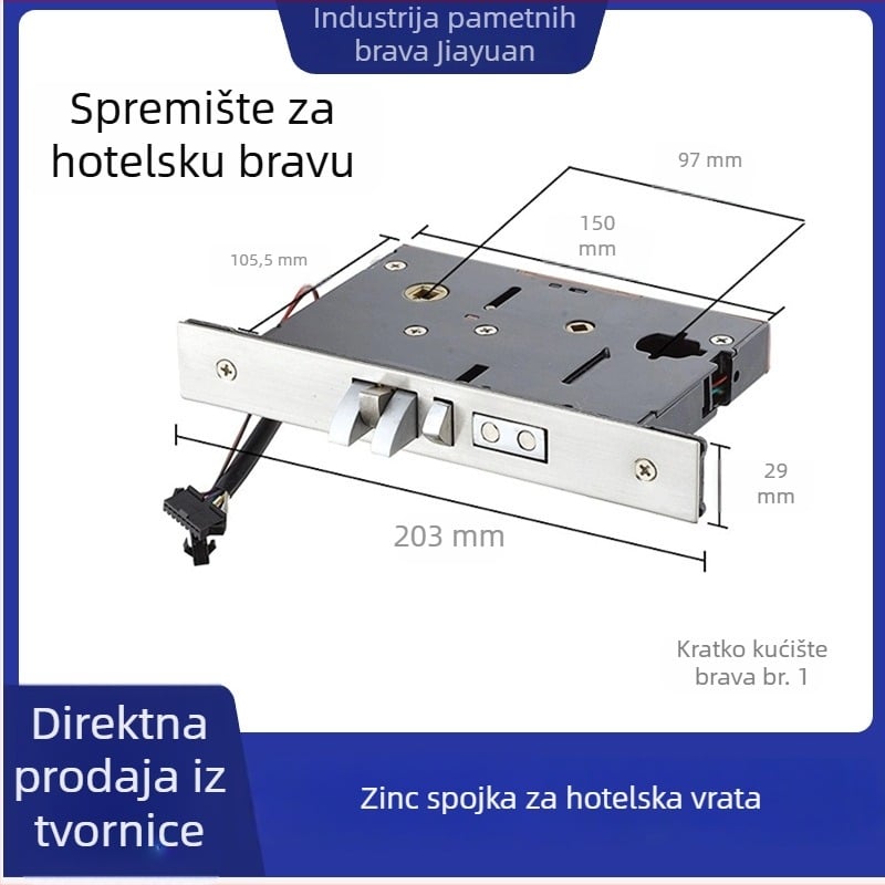 Pametna hotelska brava s čitačem kartice, tijelo brava od cinkovog legura, 1 kg, moderni minimalistički stil