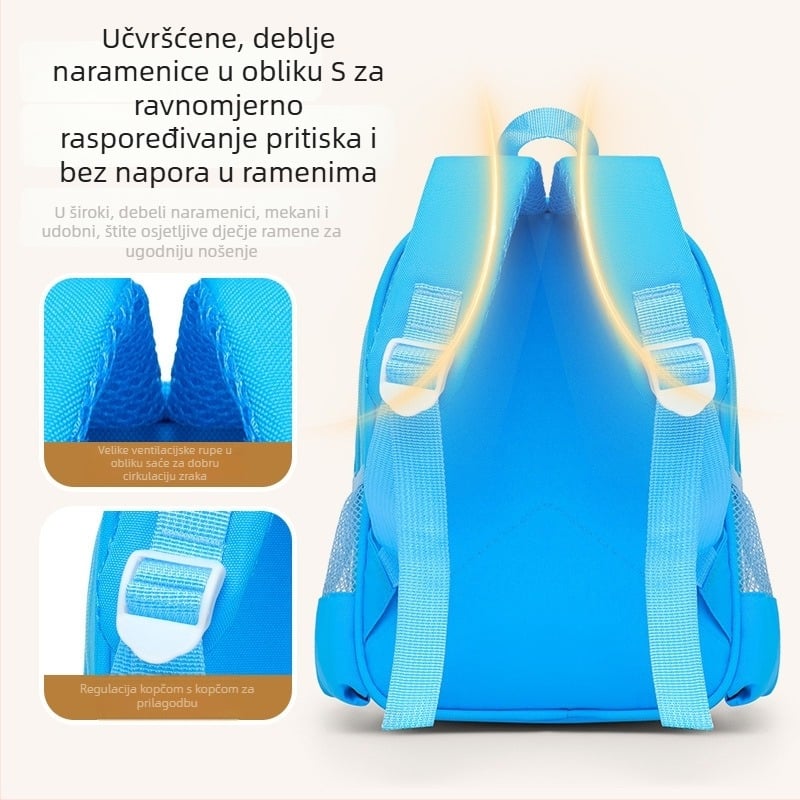 Torba za vrtić za djecu 2-6 godina, unisex, Oxford tkanina, prozračna, remenci s zračnim jastučićem, anime crtani uzorak