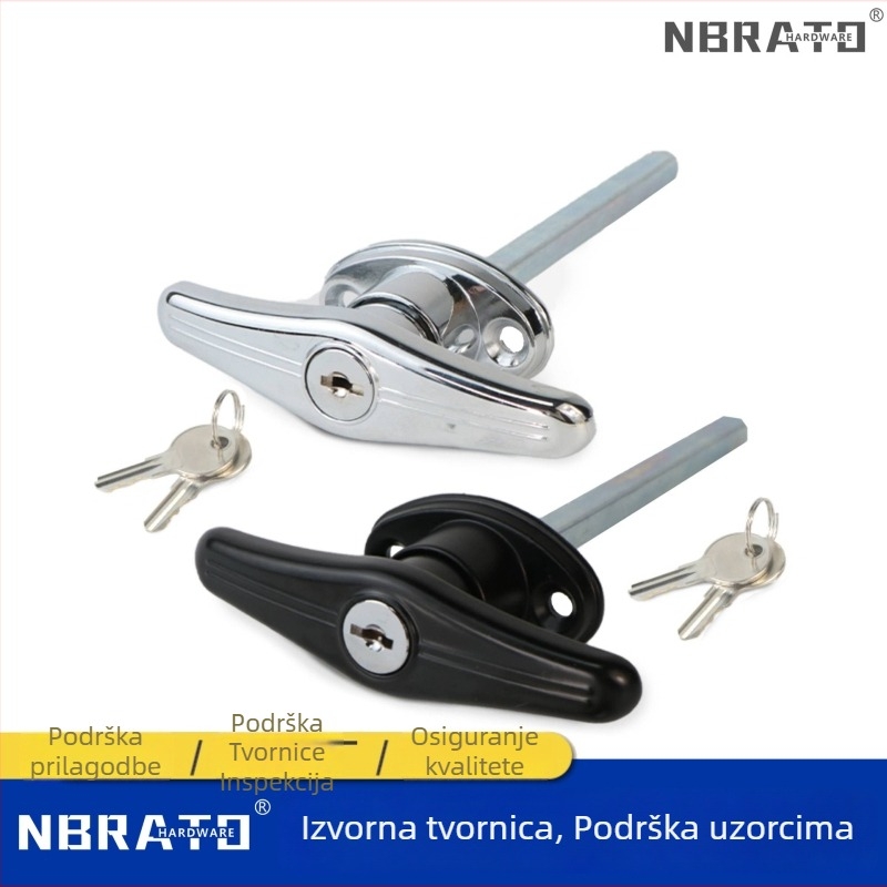 Brava za vrata s T-ručkom, cinkova legura, model RCL-020, završna plastifikacija sprejem, težina 260 g, pogodna za poštanske sandučiće, kutije za distribuciju i garažu