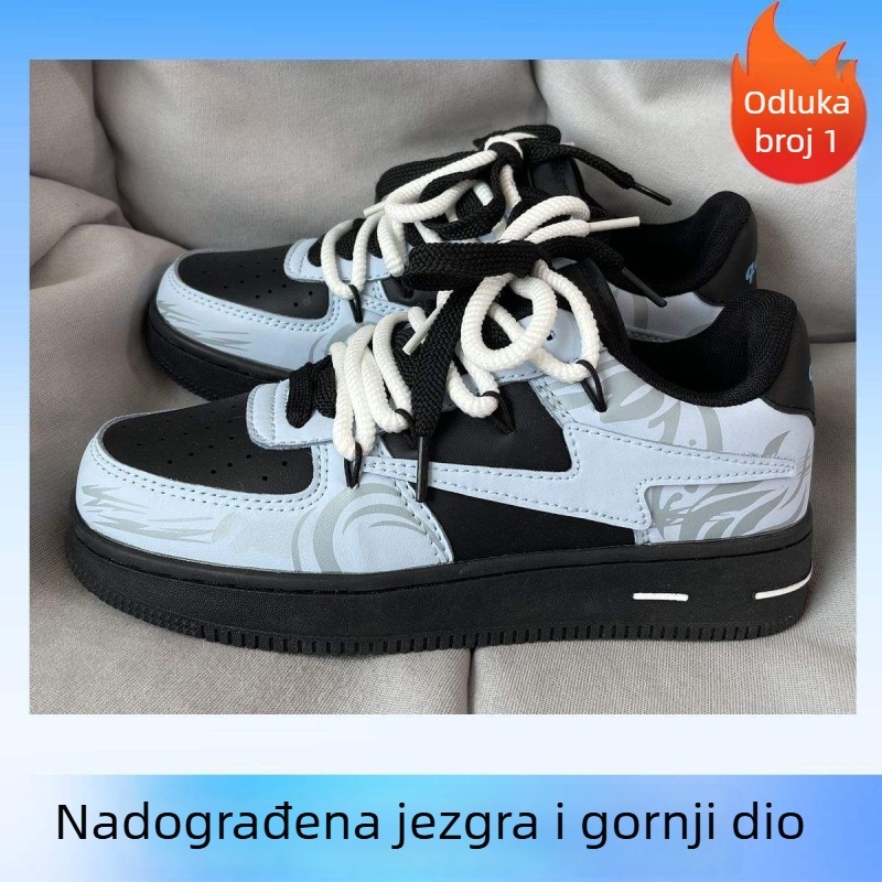 Unisex tenisice s PU gornjim dijelom, okrugli vrh prsta, prozračna mrežasta unutrašnjost, vezanje, gumena đona